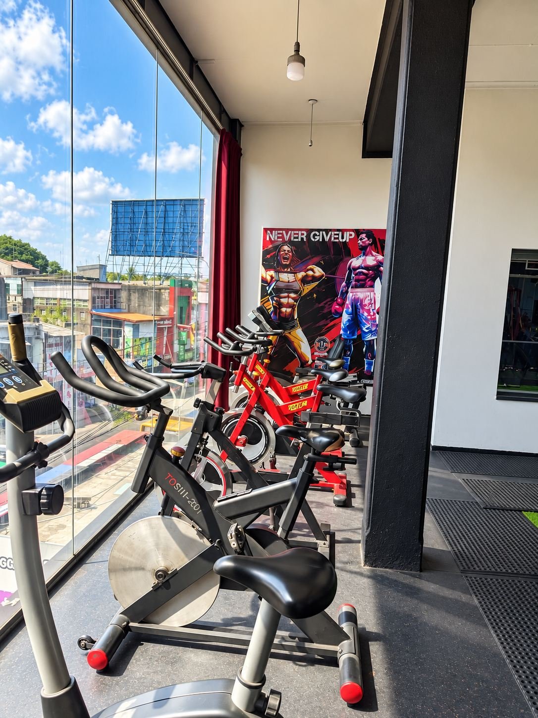 Galewela gym cardio row and motivation wall