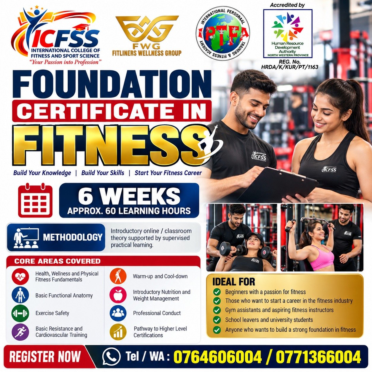 Foundation Certificate in Fitness — 6 weeks, approx. 60 learning hours